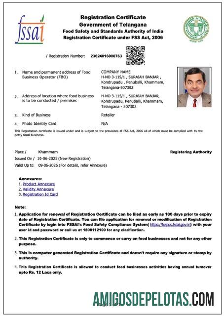 Certificado de registro de empresa realista da Índia Telangana modelo Word e PDF